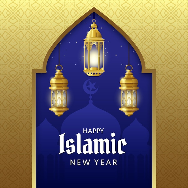 Realistische islamitische nieuwjaarsillustratie