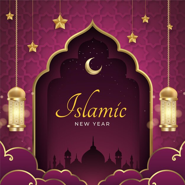 Realistische islamitische nieuwjaarsillustratie