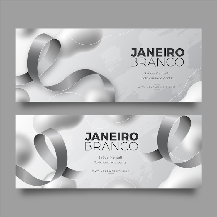 Gratis Vector realistische janeiro branco horizontale banners set