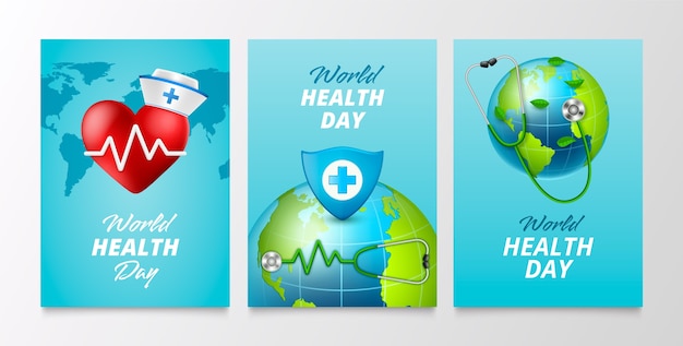 Realistische kaartjes voor de wereldgezondheidsdag