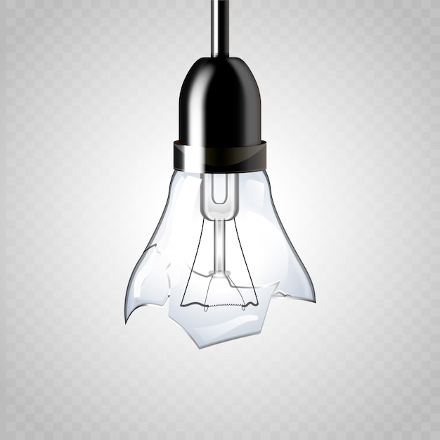 Gratis vector realistische kapotte gloeilamp