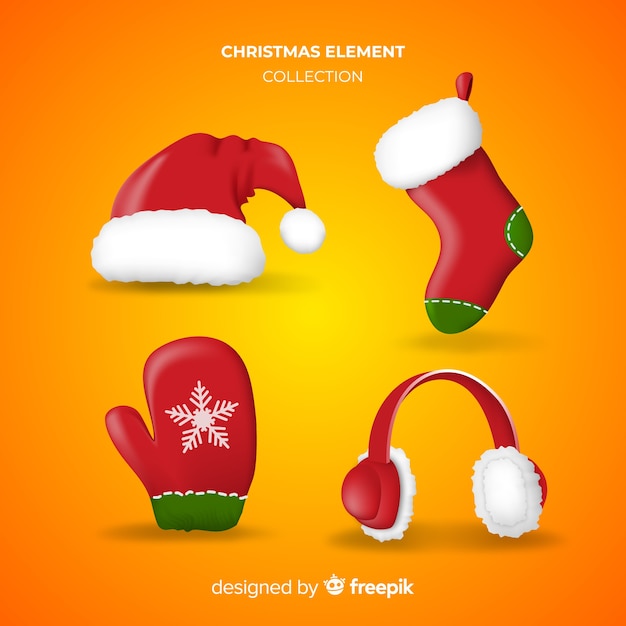 Gratis vector realistische kerst element collectie