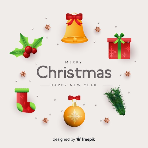 Gratis vector realistische kerst element collectie