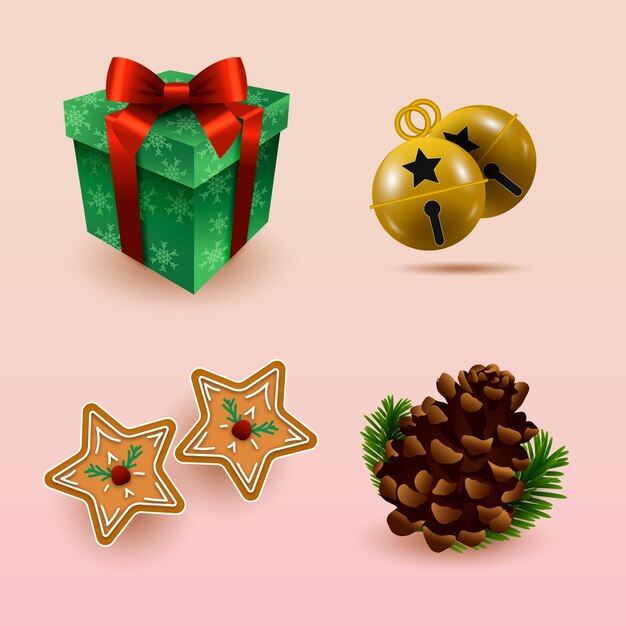 Gratis vector realistische kerst element collectie