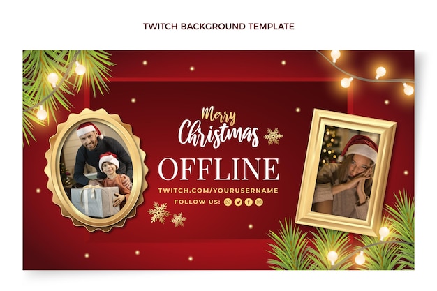 Gratis vector realistische kerst twitch achtergrond