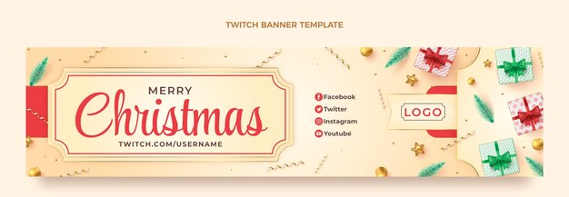 Gratis vector realistische kerst twitch banner