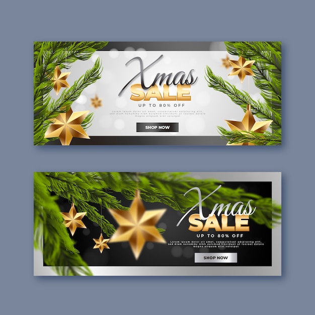 Realistische kerst verkoop banners