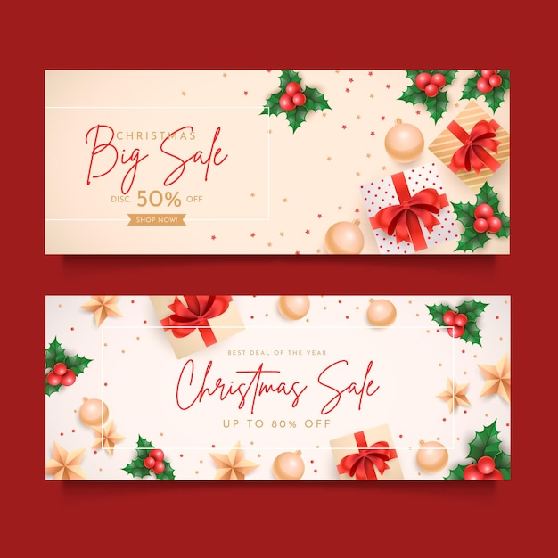 Realistische kerst verkoop banners