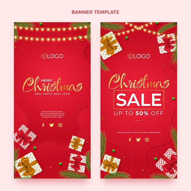 Realistische kerst verticale banners set