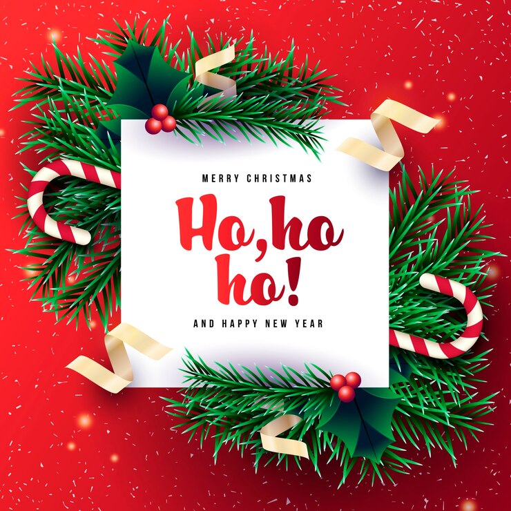 Realistische kerstbanner met groene takken frame