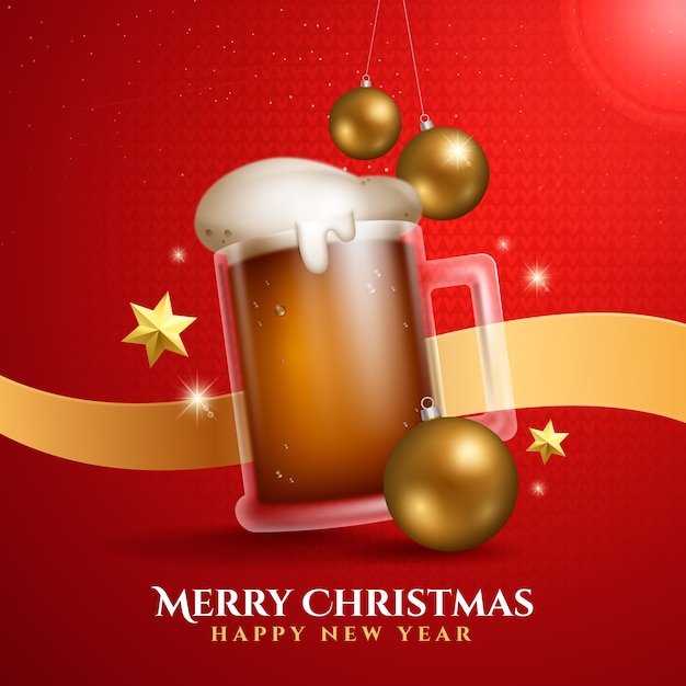 Gratis vector realistische kerstbierillustratie