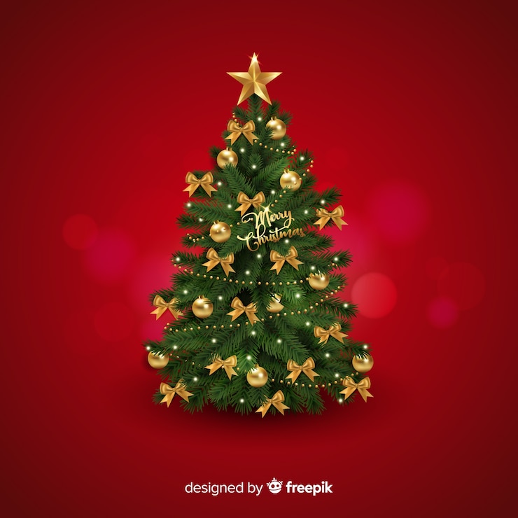 Gratis Vector realistische kerstboom achtergrond