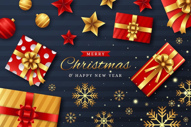 Gratis Vector realistische kerstcadeaus achtergrond
