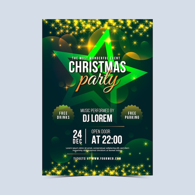 Realistische kerstfeest poster sjabloon