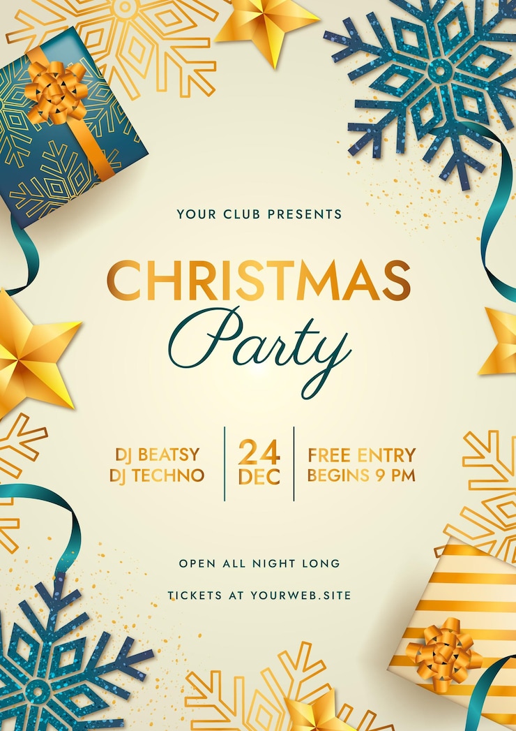 Gratis Vector realistische kerstfeest poster sjabloon