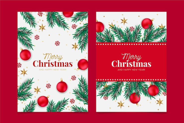 Gratis Vector realistische kerstkaarten concept