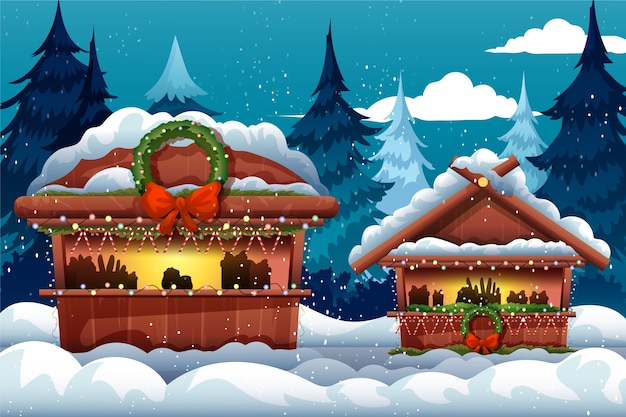 Gratis vector realistische kerstmarktillustratie