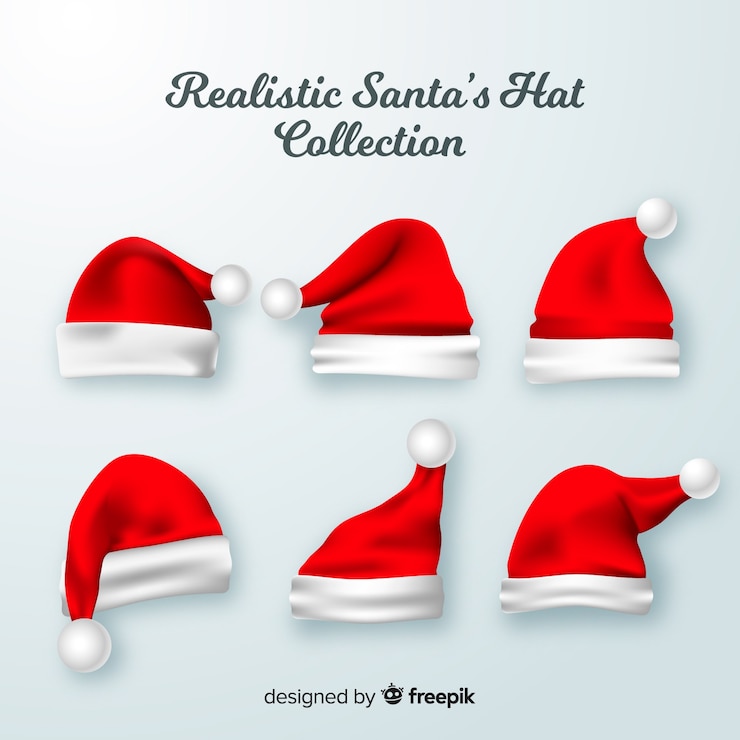 Gratis Vector realistische kerstmuts collectie