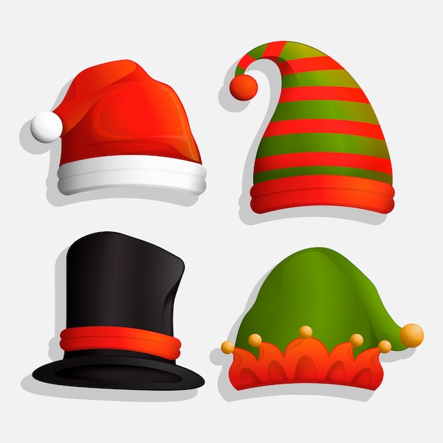 Gratis vector realistische kerstmutsen voor personages