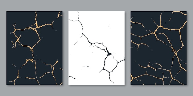 Gratis vector realistische kintsugi-omslagcollectie