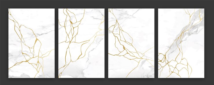 Gratis Vector realistische kintsugi-omslagcollectie
