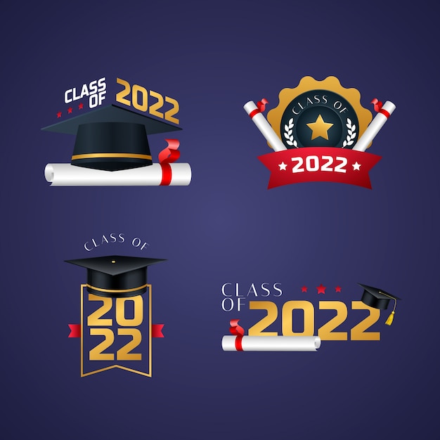 Gratis vector realistische klasse van 2022-badgescollectie