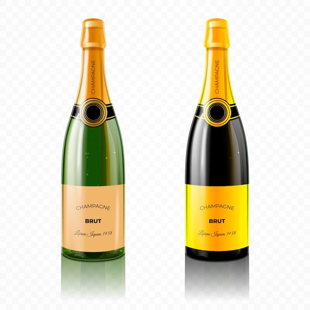 Gratis vector realistische kleurrijke champagnefles