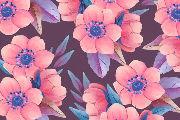 Gratis vector realistische kleurrijke handgeschilderde bloemenachtergrond