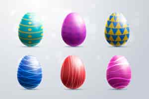 Gratis vector realistische kleurrijke pasen dag ei-collectie