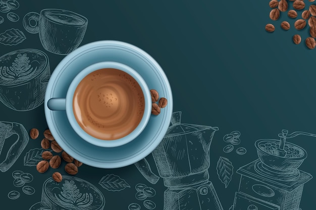 Gratis vector realistische koffie achtergrond
