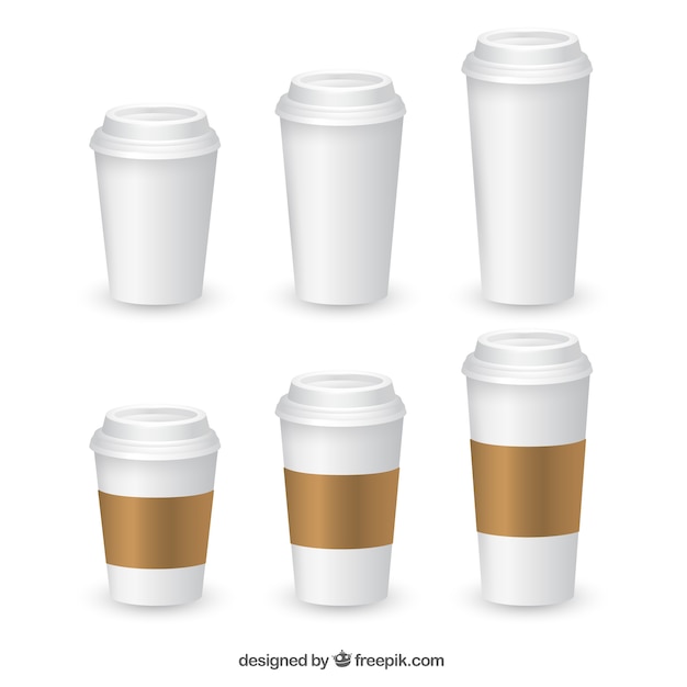 Gratis vector realistische koffiekopcollectie