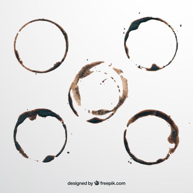 Gratis vector realistische koffiekopje stain collectie