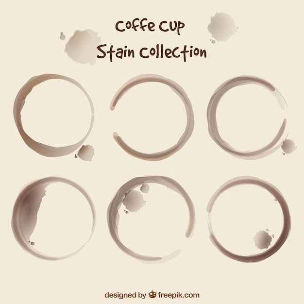 Gratis vector realistische koffiekopje stain collectie