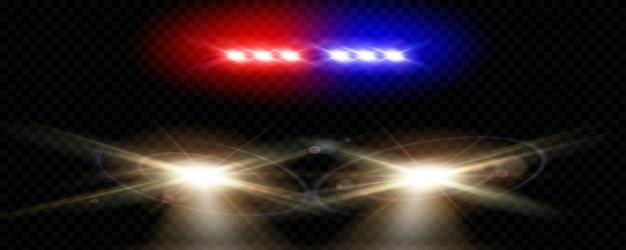 Gratis vector realistische koplampen van politieauto's