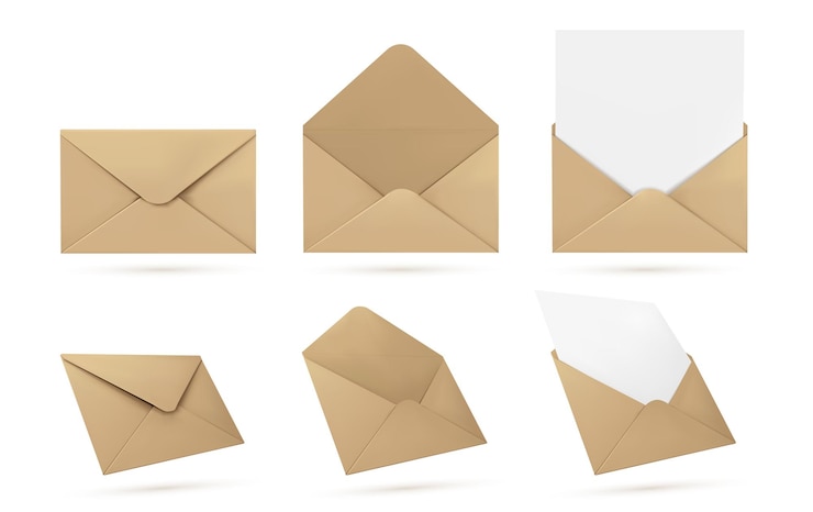 Gratis Vector realistische kraftpapier enveloppe set
