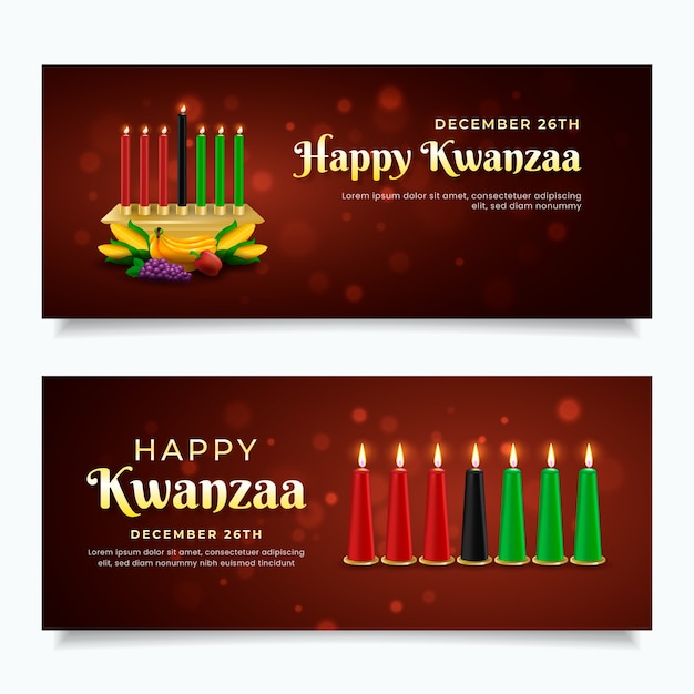 Realistische kwanzaa horizontale bannerset