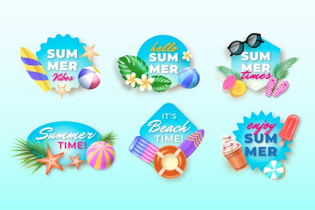 Realistische labelcollectie voor het zomerseizoen