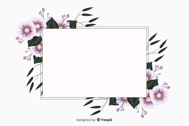 Realistische lege banner met florale frame