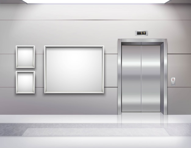 Realistische lege lift hal interieur