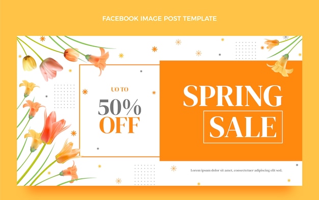 Gratis vector realistische lente social media postsjabloon