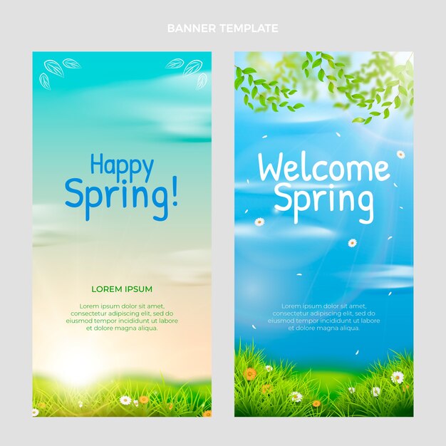 Realistische lente verticale banners set