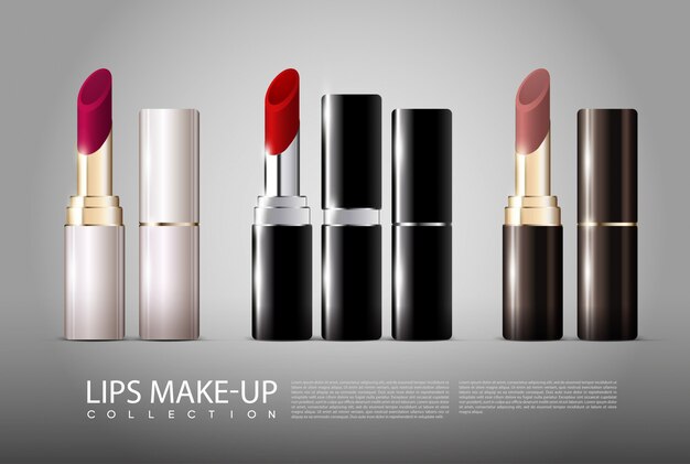 Realistische Lipsticks-collectie