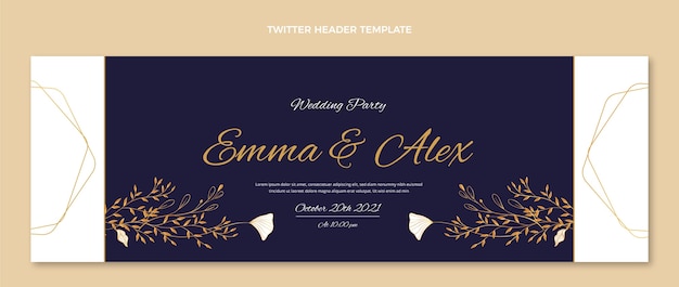 Gratis vector realistische luxe bruiloft twitter header