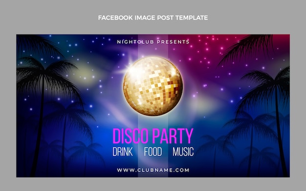 Realistische luxe disco party facebook post