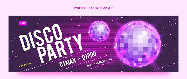 Realistische luxe disco party twitter header