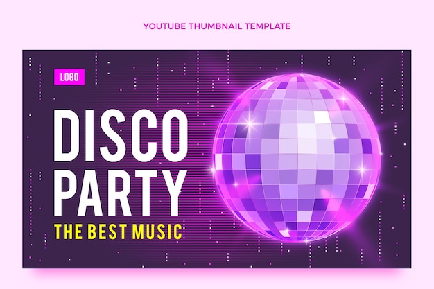 Gratis vector realistische luxe disco party youtube thumbnail