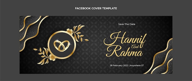 Realistische luxe gouden bruiloft facebook cover