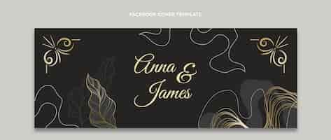 Gratis vector realistische luxe gouden bruiloft facebook cover