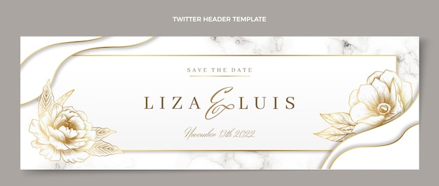 Gratis vector realistische luxe gouden bruiloft twitter header