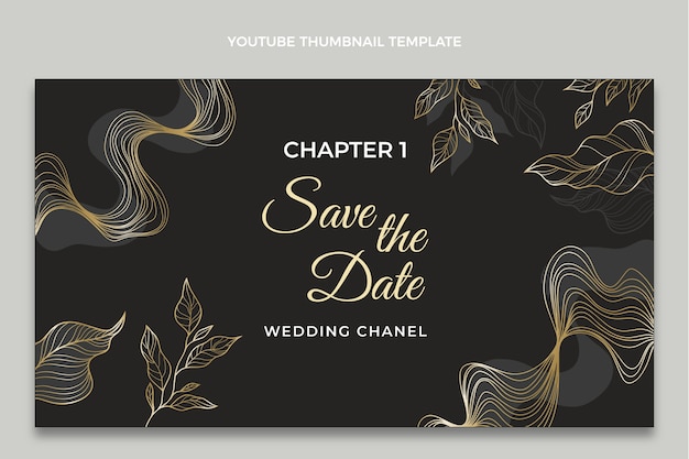 Gratis vector realistische luxe gouden bruiloft youtube thumbnail